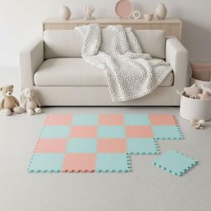 Tapis de Sol B&eacute;b&eacute; - 30x30 Dalles en Mousse EVA - Carr&eacute;s Puzzle Enfant - 18 Pi&egrave;ces