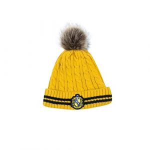 Cinereplicas Harry Potter - Pompon Bonnet - Licence Officielle - Maison Poufsouffle - Jaune et Noir