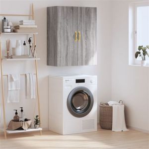VidaXL Armoire Murale, Placard Suspendu avec Rangement, Meuble Flottant de Salon Bureau Chambre, Moderne, Sonoma Gris Bois d'Ingénierie