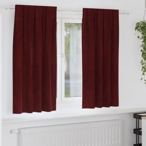 VidaXL Rideaux occultants en velours - 2 pi&egrave;ces - 140x175 cm - Rouge bordeaux - Polyester - Occultants