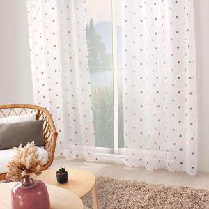 Enjoy Home - Voilage plumetis - 140 x 240 cm - Gris et rose