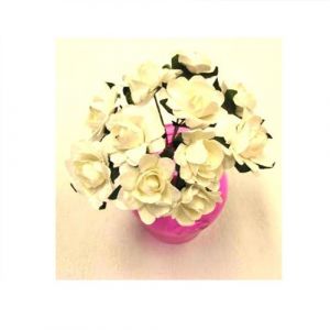 12 tiges fleurs papier 10x2.5cm blanc - hobi fl628b