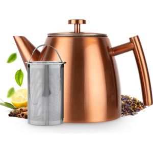 Vaja Théière Juliette Rosé - Double paroi - 1 litre - Théière en acier inoxydable avec filtre et porte-bouillon