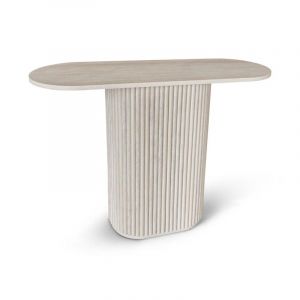 Now's Home Console ovale en effet travertin et pied strié