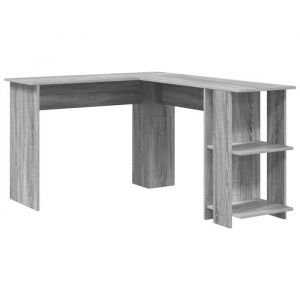 VidaXL Bureau dangle avec rangement - Gris Sonoma - 140x113.5x75 cm - Bois ding&eacute;nierie - Forme L