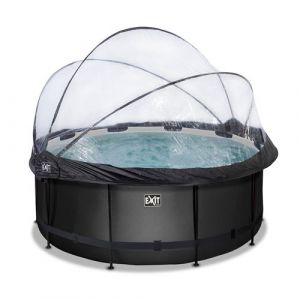 Piscine couverte EXIT Black Leat r ø360x122cm avec pompe filtrante à sable noir