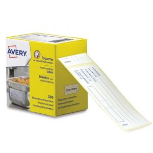 Avery-Zweckform Rouleau de 300 étiquettes de traçabilité alimentaire pré-imprimées pour restaurant ou maison - Blanc - 98 x 40 mm