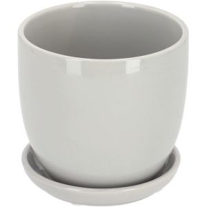 KOTARBAU Pot de fleurs en céramique - Pour fleurs et plantes - Diamètre : 20 cm - Avec bac d'égouttement - Jaune