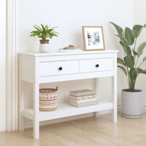 VidaXL Table console Blanc 100x35x75 cm Bois massif de pin