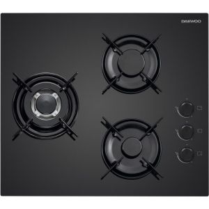 Daewoo Plaque de cuisson a gaz - 3 foyers - 60 cm - BH6GKR21BNL - Noir