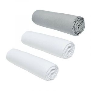 Today Lot de 3 draps housses Essential - 160 x 200 cm - 2 personnes - 100% Coton - Craie/ Acier