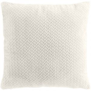 Douceur D'int&eacute;rieur - Coussin D&eacute;co 45x45 cm &ndash; Flanelle Relief Unie &ndash; D&eacute;houssable &ndash; Beige Naturel