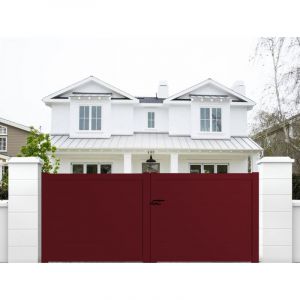 Packit Portail aluminium battant plein en kit dimension L.3000 (entre piliers) x H.1700 mm Couleurs Rouge (ral 3004) Expédition gratuite en France