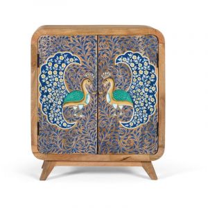 Giner Y Colomer - Buffet en bois de manguier avec deux portes peintes à la main
