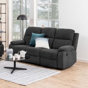 M&S Canap&eacute; de relaxation &eacute;lectrique 3 places 196,5 cm en tissu gris fonc&eacute;