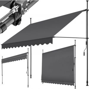 TecTake Store à pince sans perçage avec Manivelle Réglable en hauteur 211 - 304 cm Noir/Gris