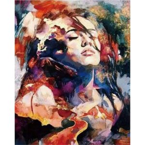 Figured'Art Peinture par Num&eacute;ro Adulte Femme aquarelle - Activit&eacute; Manuelle Kit de Loisir Cr&eacute;atif DIY Num&eacute;ro d'Art Complet - 40x50cm sans ch&acirc;ssis en bois