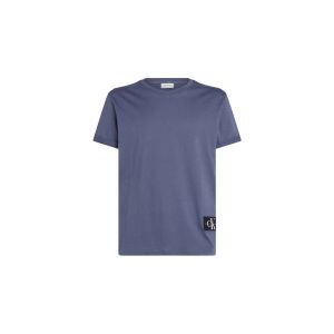 Calvin Klein T-Shirt Manches Courtes Homme Badge Turn Up Sleeve en Coton, Bleu (Grisaille), XXL