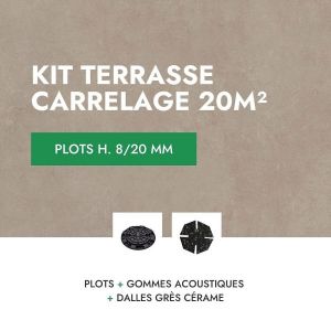 Kit carrelage terrasse 20m&sup2;, Aspect Ciment Glocal Sugar 60x60 cm - Mirage - 8/20 mm