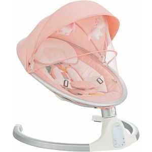 Costway - Transat Bébé Électrique avec 5 Amplitudes/Balancelle Bébé 0-6 Mois Télécommandé avec Musique, 2 Jouets, Harnais à 5 Points, Minuterie 15-60