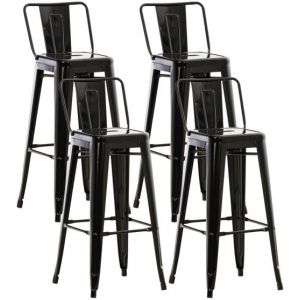 Image de CLP Lot de 4 tabourets de bar Mason, Noir