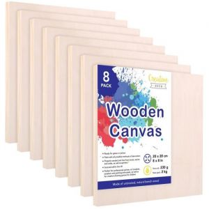 Toile &Agrave; Peindre En Bois Creative Deco - 8 Panneaux De 20x20cm - Contreplaqu&eacute; Naturel - Peinture Acrylique