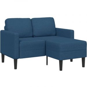 VidaXL Canapé 2 places avec méridienne en l bleu 125 cm tissu