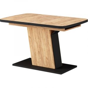 Table de salle à manger Fenaro, Chêne noir/force de l'or, 120x80cm extensible, Vicco