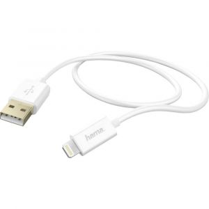 Hama Câble de données/Câble de charge iPad/iPhone/iPod [1x USB 2.0 type A mâle - 1x Dock Apple mâle Lightning] 1.5 m contacts dorés blanc