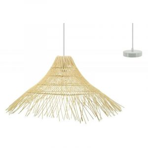 Aubry Gaspard Suspension &agrave; frange en rotin naturel et m&eacute;tal