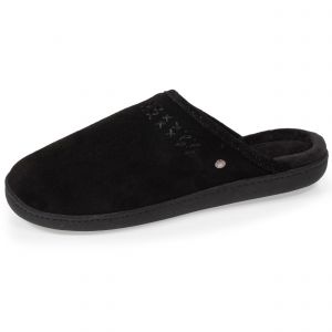 Isotoner Chaussons mules cuir Femme Noir