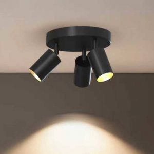 Calex Spot pour plafond GU10, noir, &Oslash; 20 cm, &agrave; 3 lampes, m&eacute;tal