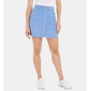 Tommy Jeans Jupe courte droite boutonn&eacute;e coton velours c&ocirc;tel&eacute; Bleu - Couleur Bleu - Taille S