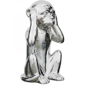 Statuette Déco en Céramique "Singe is" 28cm Argent Prix