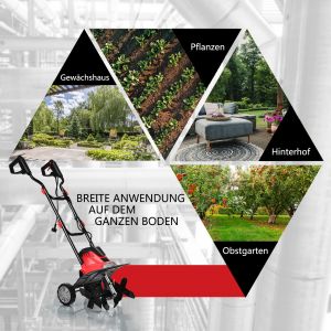 Coast Electric Cultivateur et déchaumeur - Mini-cultivateur - Rouge et noir