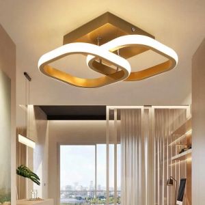 Image de Plafonnier LED 22W - lampe de plafond couloir lampe lustre en caoutchouc souple + fer art - Blanc cchaud D28xH9cm - Or