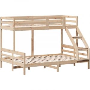VidaXL Lit superposé 90x200/140x200 cm bois de pin massif Natural