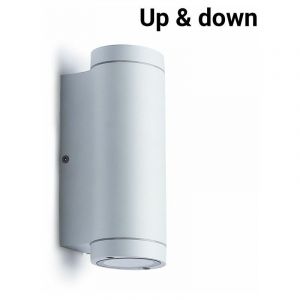 Image de Barcelona led BarcelonaLED Applique murale extérieure/intérieur IP44 étanche lampes en aluminium blanc avec double douille GU10 lumières pour haut/bas pour jardin, balcon, patio salon