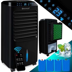 KESSER Climatiseur mobile 4en1, télécommande, Climatiseur, réservoir 10 L, minuterie, 3 niveaux, Ionisateur Humidificateur d'air, Noir