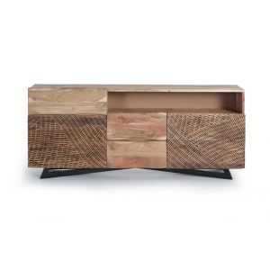 Buffet en bois d'acacia pieds en métal naturel et noir
