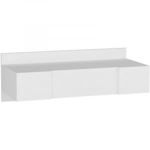 DRAWER Coiffeuse murale 3 portes avec miroir intégré L100cm - Blanc - Ely