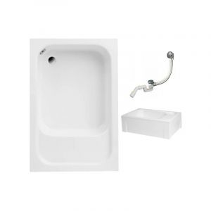 Receveur de douche rectangulaire avec si&egrave;ge RONI 120x80+siphon