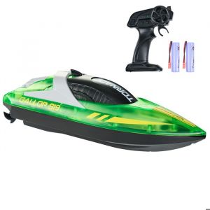 Bateau Télécommandé-Duoku-2,4 GHz-12 km/h-pour Piscines et Lacs- Bateau de Course avec Lumière LED-2 Batteries Rechargeables