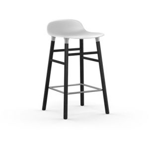 Normann Copenhagen Tabouret FORM BARSTOOL H 65 cm avec piètement en bois noir (Blanc - Polipropilene e legno nero)