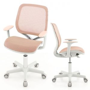 Coast Children's Swivel Office Chair Pink 57x57x80-92 cm avec dossier ergonomique, hauteur réglable et accoudoirs