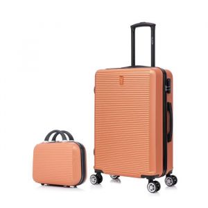Celims France FRANCE - Valise Moyenne Taille 65cm avec Vanity | Valise Week-End | Valise Soute 20kg | Valise ABS | Corail