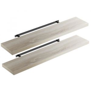 Casaria - Set de 2 Étagères murales flottantes mdf robuste effet flottant support de fixation inclus étagère bois rangement livre décoration cd Set
