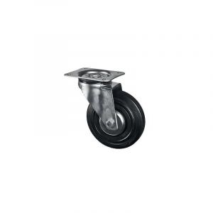 Tente - Roulette pivotante sur platine charges l&eacute;g&egrave;res 3370 charge 75kg roue caoutchouc diam&egrave;tre 100mm avec moyeu lisse