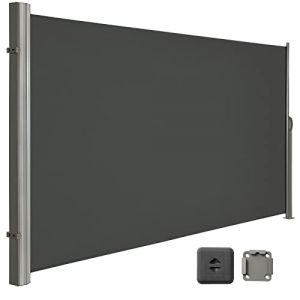 Store latéral - Brise-vue Rétractable - 160 x 400 cm - Tissu polyester 280 g/m² - Noir Anthracite