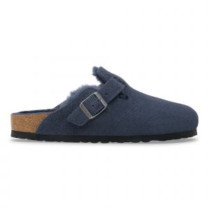 Birkenstock Sandales Boston BS Suede Leather/ Fur New Navy (Étroit)